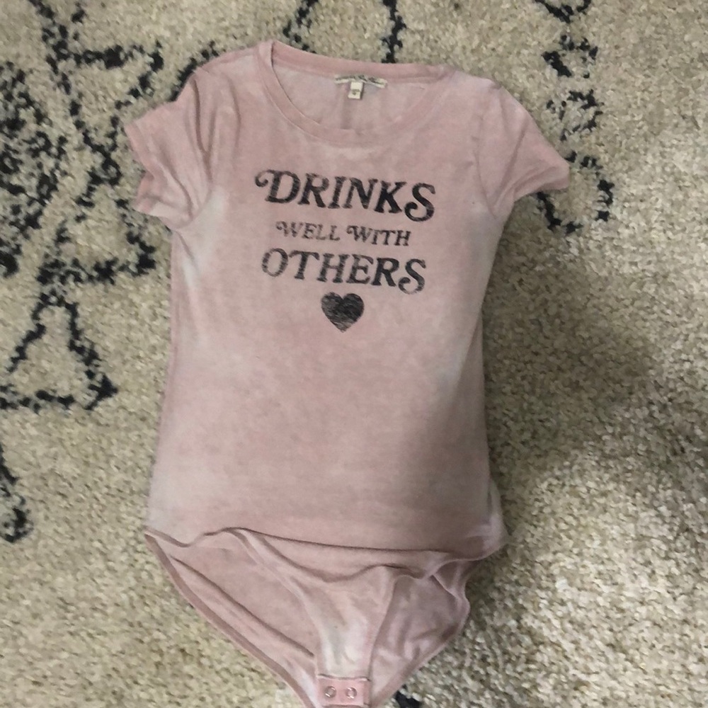 Drinks Well With Others bodysuit. Light pink